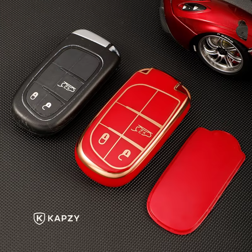 Case for Jeep Renegade, Compass, Grand Cherokee and Dodge Ram 1500, Journey and Fiat Toro, FastBack, Pulse (3 Buttons) - Kapzy