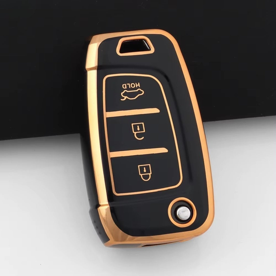 Case for Hyundai Kona, Elantra, Solaris, I30, I35, I40, Ix35, Sonata, Verna, Tucson, Creta 3 Buttons Flip Key - Kapzy