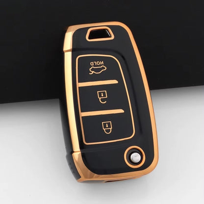 Case for Hyundai Kona, Elantra, Solaris, I30, I35, I40, Ix35, Sonata, Verna, Tucson, Creta 3 Buttons Flip Key - Kapzy