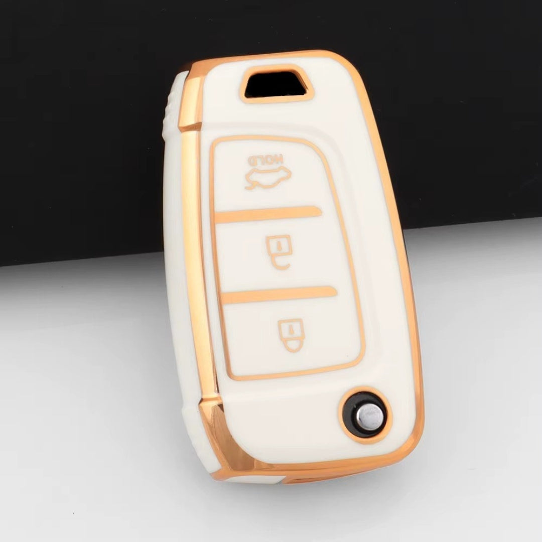 Case for Hyundai Kona, Elantra, Solaris, I30, I35, I40, Ix35, Sonata, Verna, Tucson, Creta 3 Buttons Flip Key - Kapzy