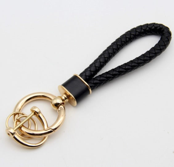 Braided Leather & Stainless Steel Keychain – Kapzy