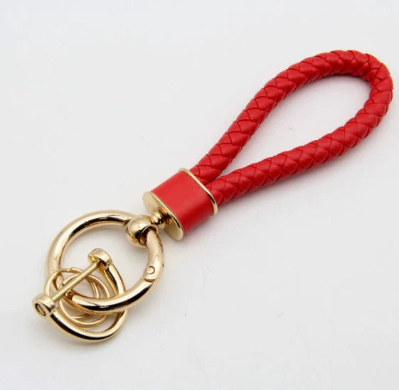 Braided Leather & Stainless Steel Keychain – Kapzy