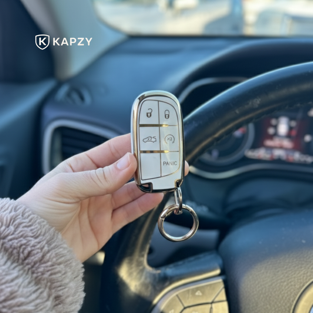 Case for Jeep Renegade, Compass, Grand Cherokee and Dodge Ram 1500, Journey and Fiat Toro, FastBack, Pulse (5 Buttons) - Kapzy