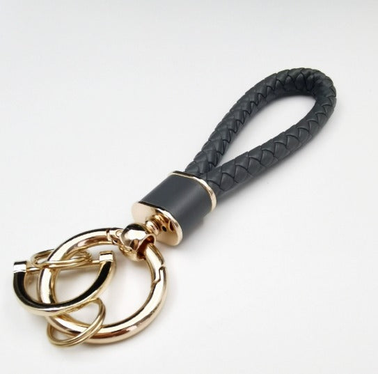 Braided Leather & Stainless Steel Keychain – Kapzy