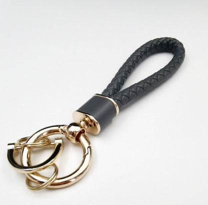 Braided Leather & Stainless Steel Keychain – Kapzy