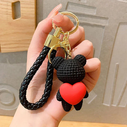 Bear Keychain with Braided Leather – Kapzy