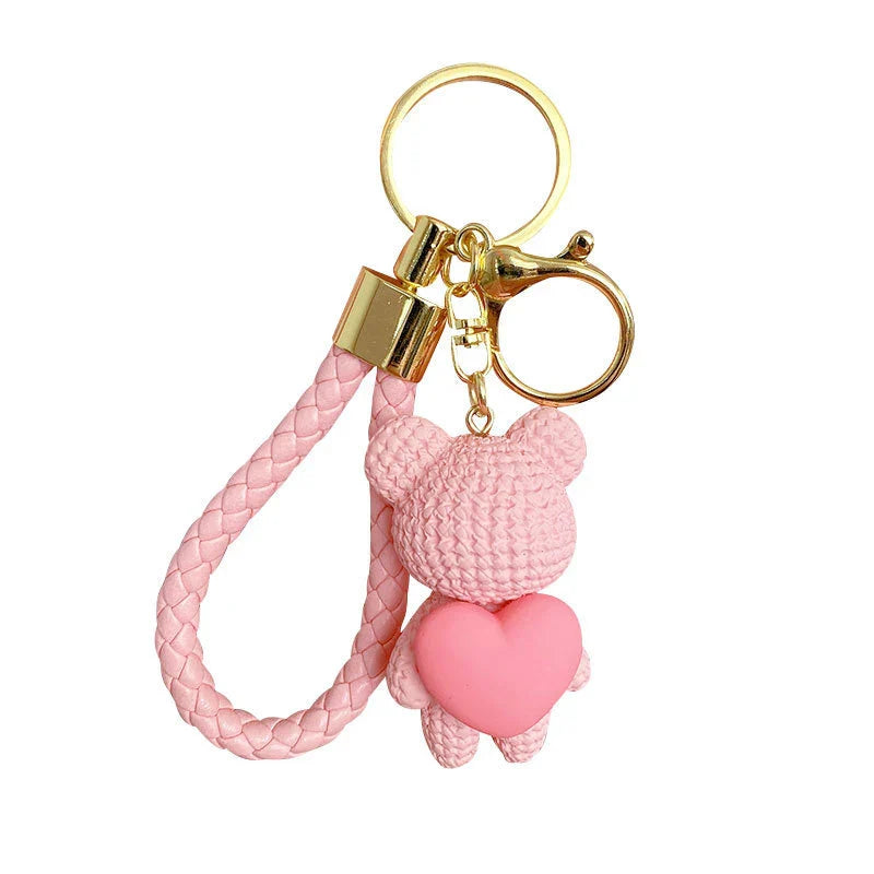 Bear Keychain with Braided Leather – Kapzy