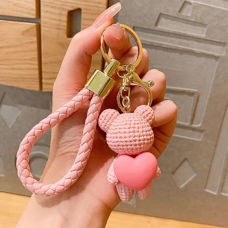 Bear Keychain with Braided Leather – Kapzy