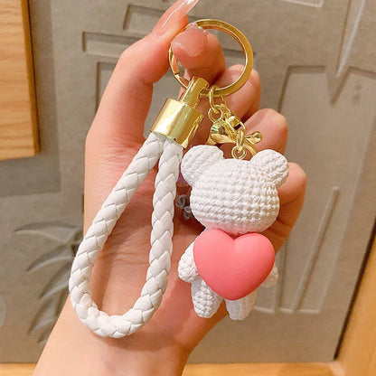 Bear Keychain with Braided Leather – Kapzy