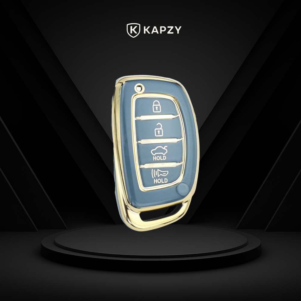 Case for Hyundai Tucson, Sonata, Santa Fe, Elantra, ix35, Hb20, Creta Smart Key 4 Buttons - Kapzy