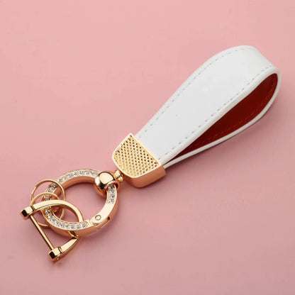 Leather Keychain with Rhinestone Ring – Kapzy