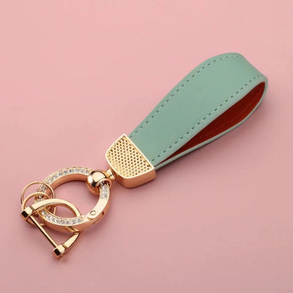 Leather Keychain with Rhinestone Ring – Kapzy