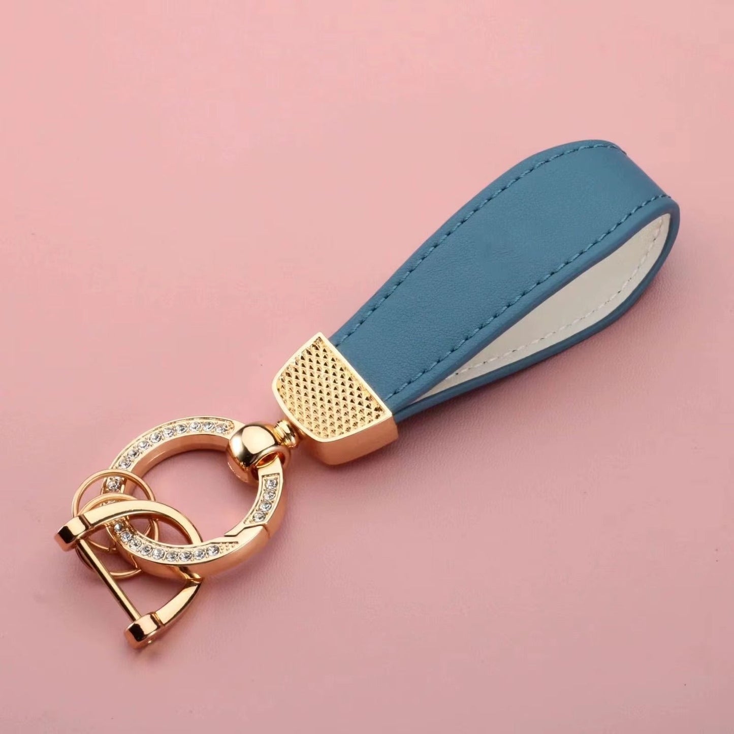 Leather Keychain with Rhinestone Ring – Kapzy