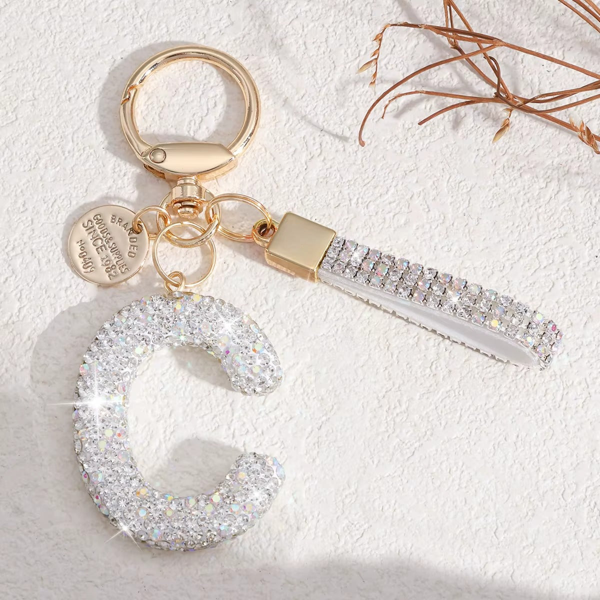 Sparkling Initial Keychain – Kapzy