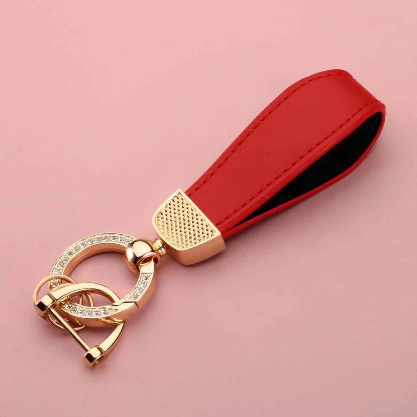 Leather Keychain with Rhinestone Ring – Kapzy