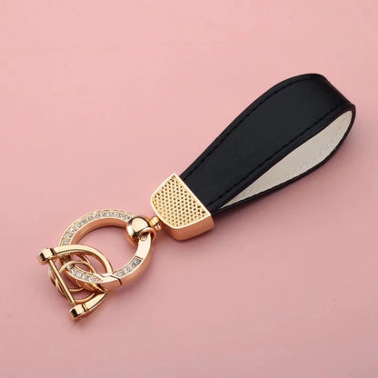 Leather Keychain with Rhinestone Ring – Kapzy